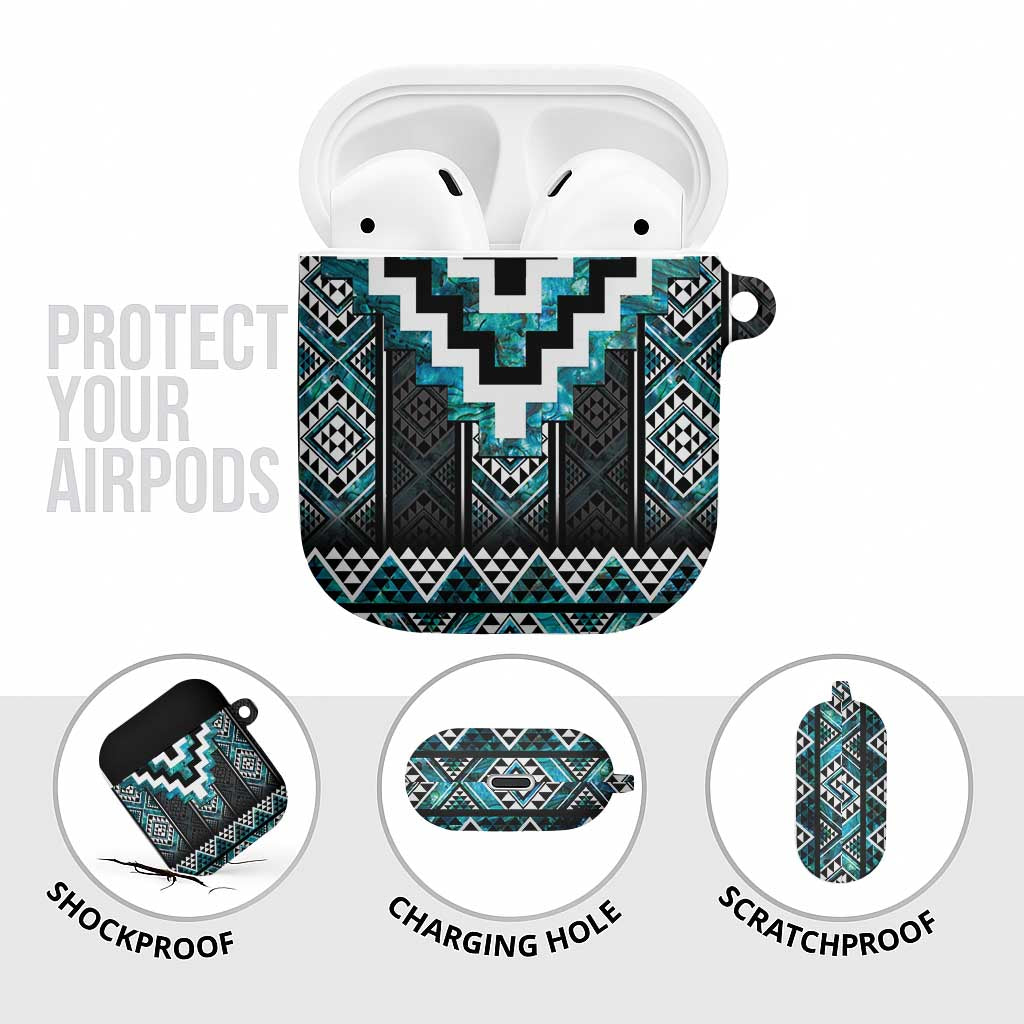 Paua Shell Taniko Pattern Aotearoa AirPods Case Niho Taniwha Mix Poutama - Polynesian Pride