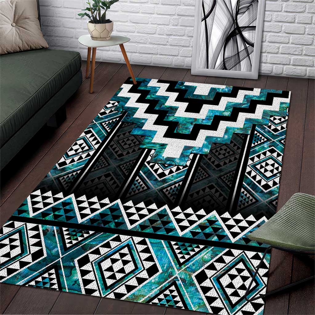 Paua Shell Taniko Pattern Aotearoa Area Rug Niho Taniwha Mix Poutama