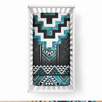 Paua Shell Taniko Pattern Aotearoa Baby Bed Cover Niho Taniwha Mix Poutama LT14 28 × 52 in Turquoise - Polynesian Pride