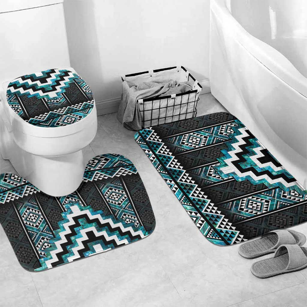 Paua Shell Taniko Pattern Aotearoa Bathroom Set Niho Taniwha Mix Poutama - Polynesian Pride