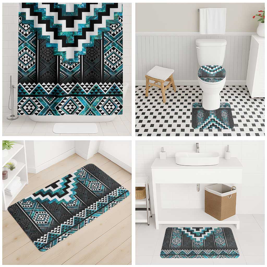Paua Shell Taniko Pattern Aotearoa Bathroom Set Niho Taniwha Mix Poutama - Polynesian Pride
