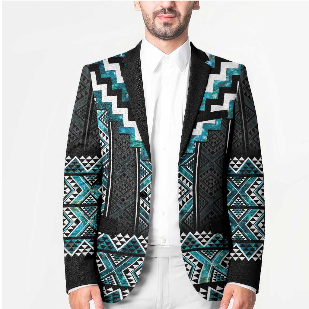 Paua Shell Taniko Pattern Aotearoa Blazer Niho Taniwha Mix Poutama - Polynesian Pride