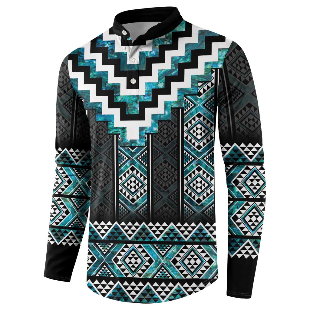 Paua Shell Taniko Pattern Aotearoa Button Sweatshirt Niho Taniwha Mix Poutama