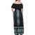 Paua Shell Taniko Pattern Aotearoa Family Matching Off Shoulder Maxi Dress and Hawaiian Shirt Niho Taniwha Mix Poutama