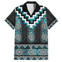 Paua Shell Taniko Pattern Aotearoa Family Matching Off Shoulder Short Dress and Hawaiian Shirt Niho Taniwha Mix Poutama