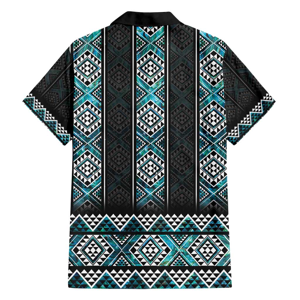 Paua Shell Taniko Pattern Aotearoa Family Matching Puletasi and Hawaiian Shirt Niho Taniwha Mix Poutama