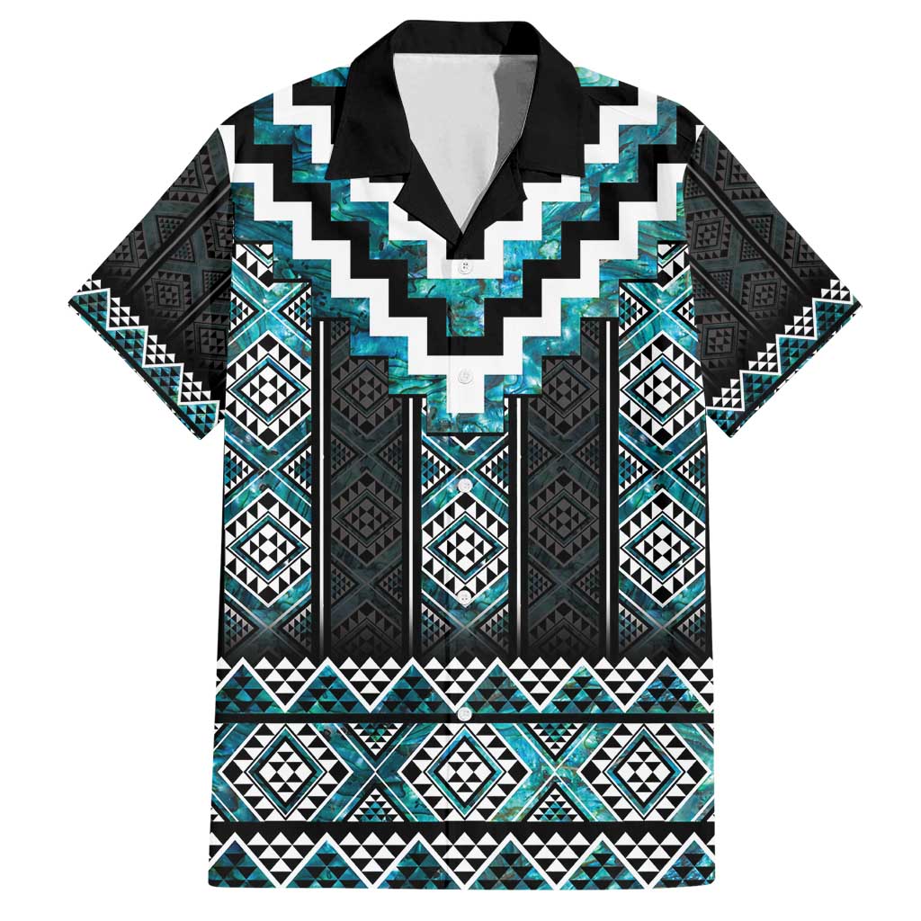 Paua Shell Taniko Pattern Aotearoa Family Matching Summer Maxi Dress and Hawaiian Shirt Niho Taniwha Mix Poutama