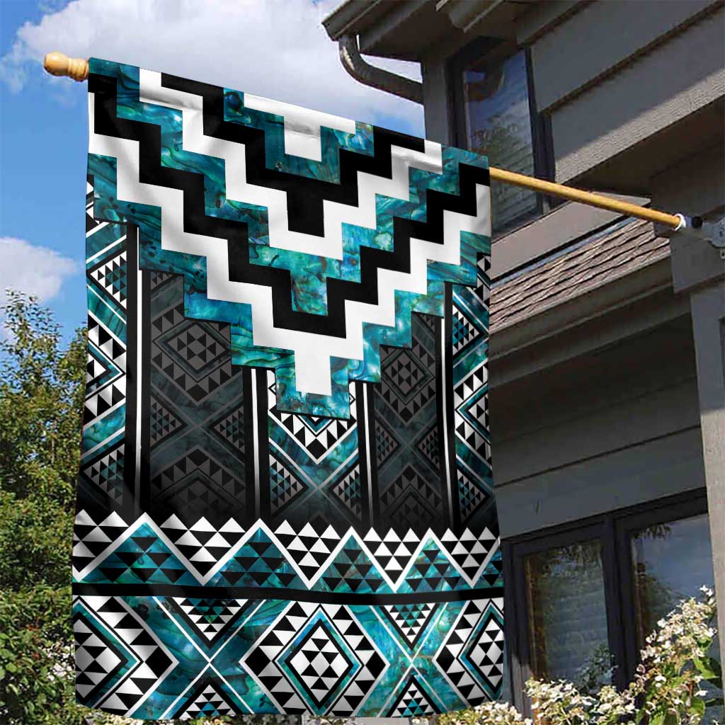 Paua Shell Taniko Pattern Aotearoa Garden Flag Niho Taniwha Mix Poutama