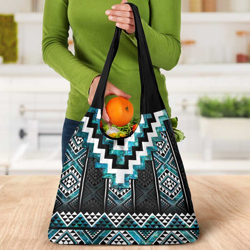 Paua Shell Taniko Pattern Aotearoa Grocery Bag Niho Taniwha Mix Poutama