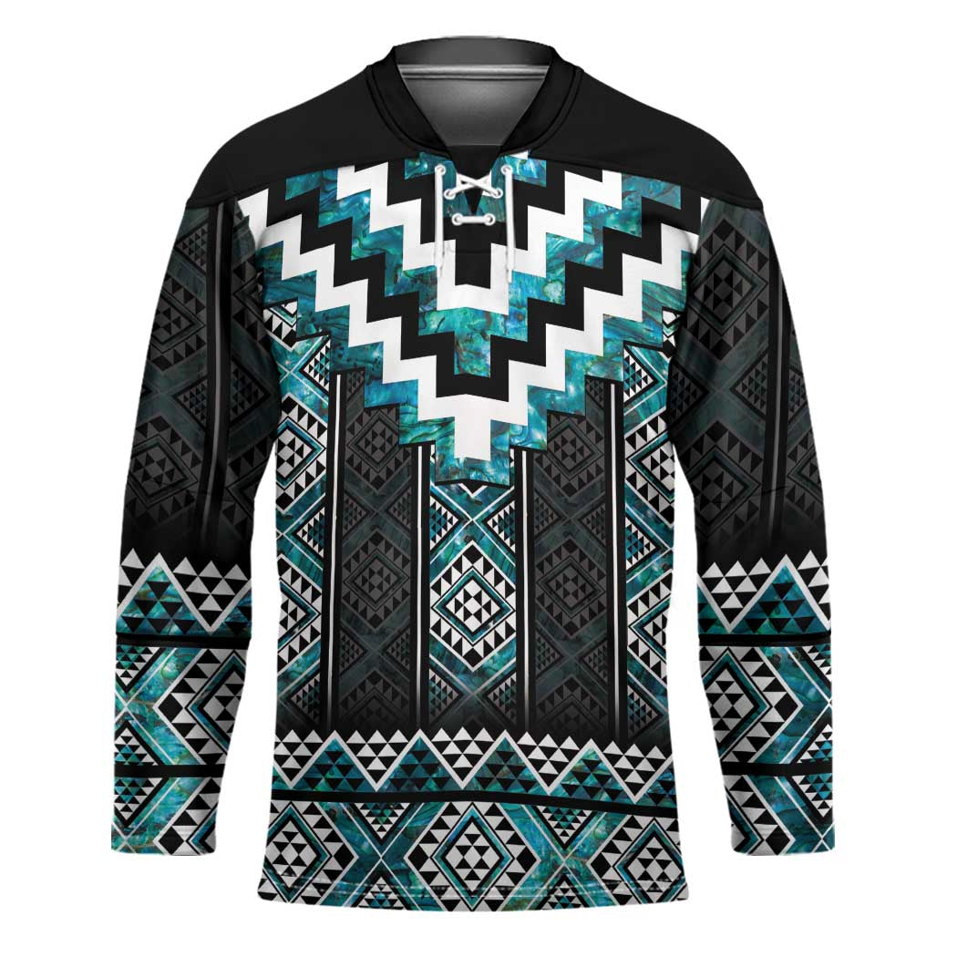 Paua Shell Taniko Pattern Aotearoa Hockey Jersey Niho Taniwha Mix Poutama - Polynesian Pride