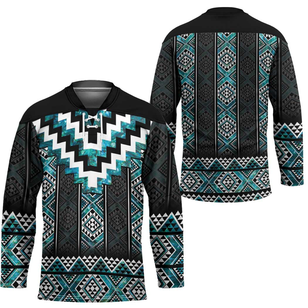 Paua Shell Taniko Pattern Aotearoa Hockey Jersey Niho Taniwha Mix Poutama - Polynesian Pride