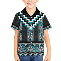 Paua Shell Taniko Pattern Aotearoa Kid Hawaiian Shirt Niho Taniwha Mix Poutama