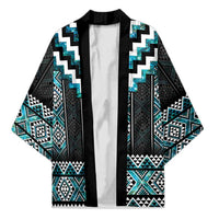 Paua Shell Taniko Pattern Aotearoa Kimono Niho Taniwha Mix Poutama - Polynesian Pride