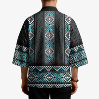 Paua Shell Taniko Pattern Aotearoa Kimono Niho Taniwha Mix Poutama - Polynesian Pride