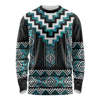 Paua Shell Taniko Pattern Aotearoa Long Sleeve Shirt Niho Taniwha Mix Poutama