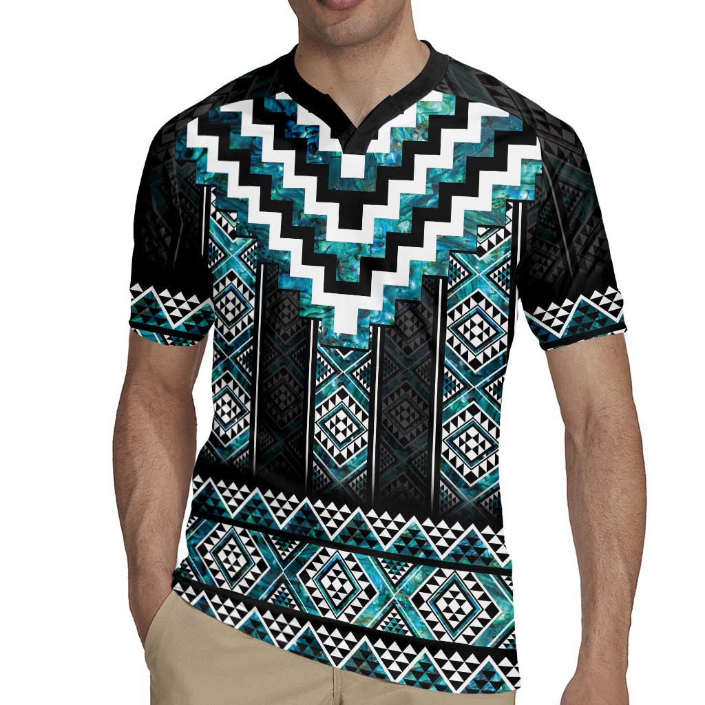 Paua Shell Taniko Pattern Aotearoa Rugby Jersey Niho Taniwha Mix Poutama