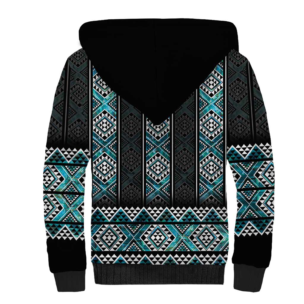 Paua Shell Taniko Pattern Aotearoa Sherpa Hoodie Niho Taniwha Mix Poutama