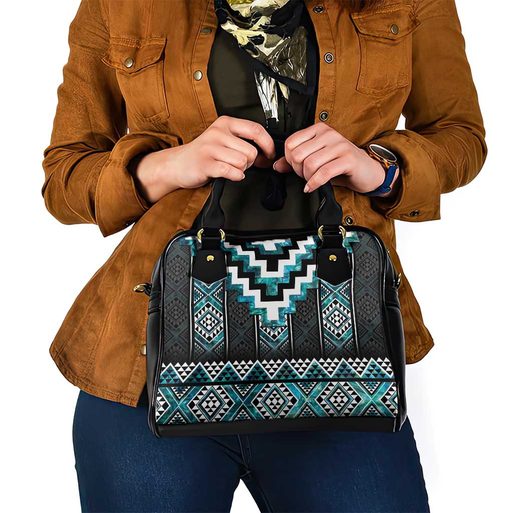 Paua Shell Taniko Pattern Aotearoa Shoulder Handbag Niho Taniwha Mix Poutama