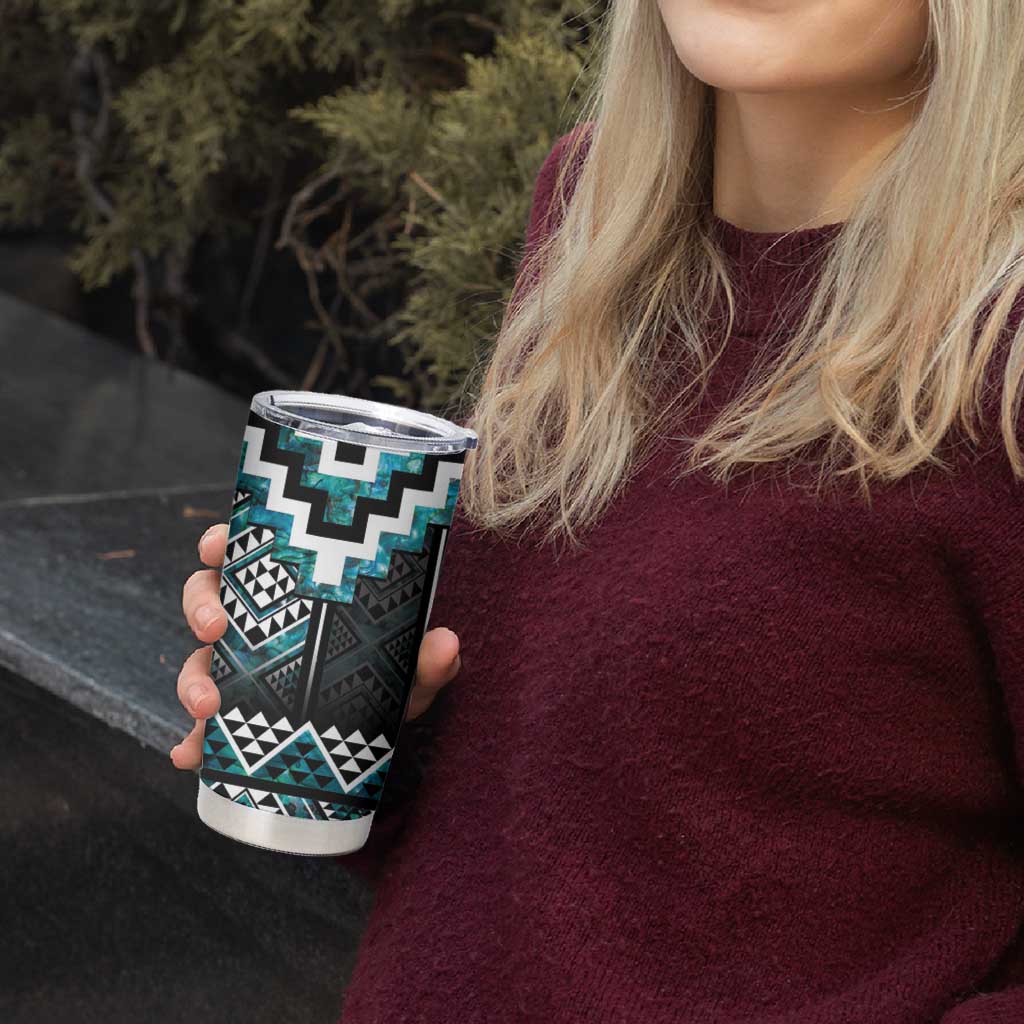 Paua Shell Taniko Pattern Aotearoa Tumbler Cup Niho Taniwha Mix Poutama