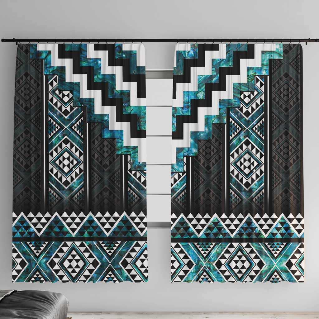 Paua Shell Taniko Pattern Aotearoa Window Curtain Niho Taniwha Mix Poutama