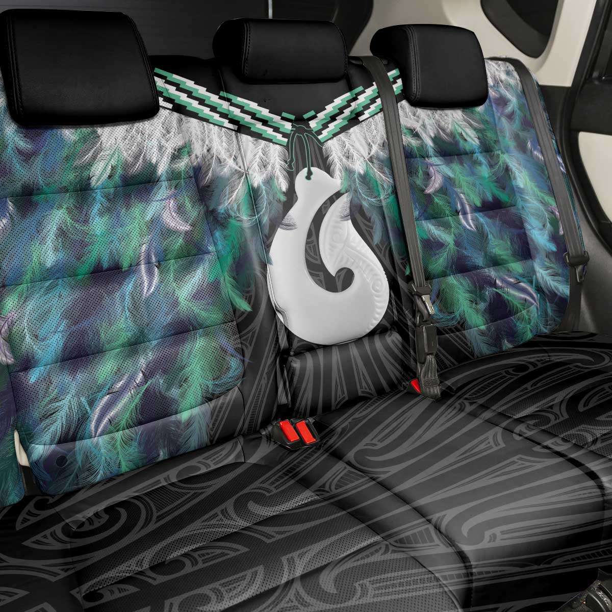 Aotearoa Korowai Motif Back Car Seat Cover Hei Matau Poutama Maori Pattern