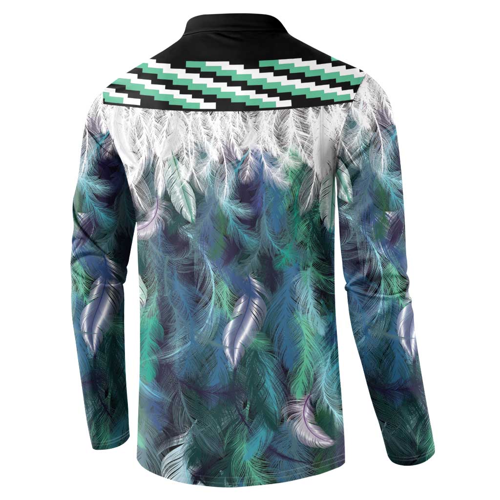 Aotearoa Korowai Motif Button Sweatshirt Hei Matau Poutama Maori Pattern