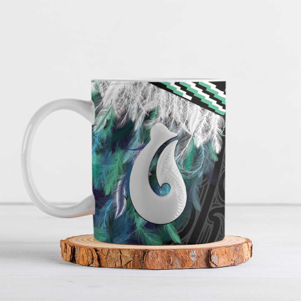 Aotearoa Korowai Motif Ceramic Mug Hei Matau Poutama Maori Pattern - Polynesian Pride