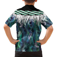 Aotearoa Korowai Motif Family Matching Off The Shoulder Long Sleeve Dress and Hawaiian Shirt Hei Matau Poutama Maori Pattern LT14 - Polynesian Pride