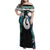 Aotearoa Korowai Motif Family Matching Off Shoulder Maxi Dress and Hawaiian Shirt Hei Matau Poutama Maori Pattern