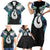 Aotearoa Korowai Motif Family Matching Short Sleeve Bodycon Dress and Hawaiian Shirt Hei Matau Poutama Maori Pattern