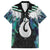 Aotearoa Korowai Motif Family Matching Short Sleeve Bodycon Dress and Hawaiian Shirt Hei Matau Poutama Maori Pattern