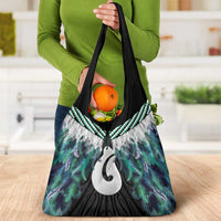 Aotearoa Korowai Motif Grocery Bag Hei Matau Poutama Maori Pattern