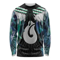 Aotearoa Korowai Motif Long Sleeve Shirt Hei Matau Poutama Maori Pattern