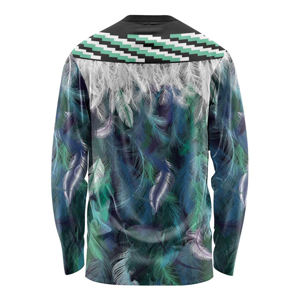 Aotearoa Korowai Motif Long Sleeve Shirt Hei Matau Poutama Maori Pattern