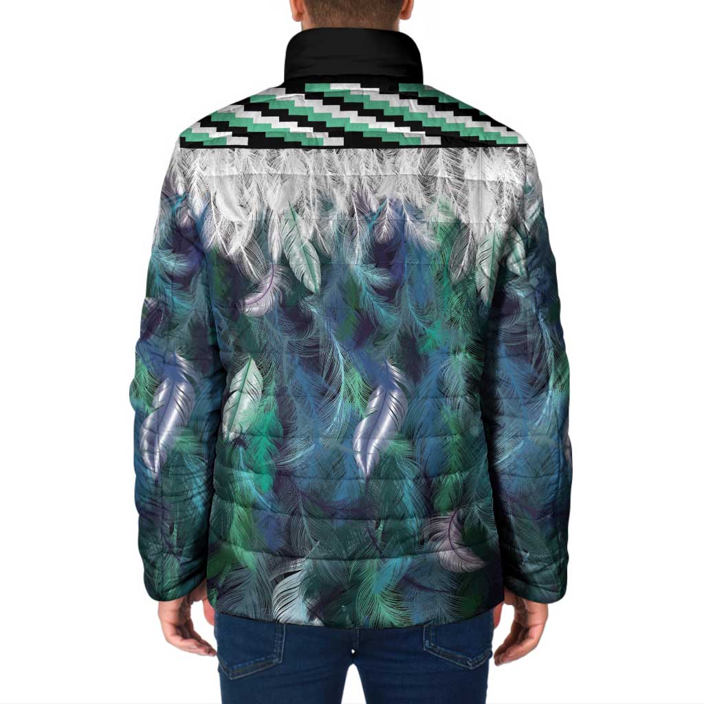 Aotearoa Korowai Motif Padded Jacket Hei Matau Poutama Maori Pattern - Polynesian Pride