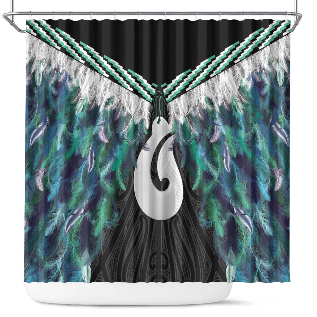 Aotearoa Korowai Motif Shower Curtain Hei Matau Poutama Maori Pattern