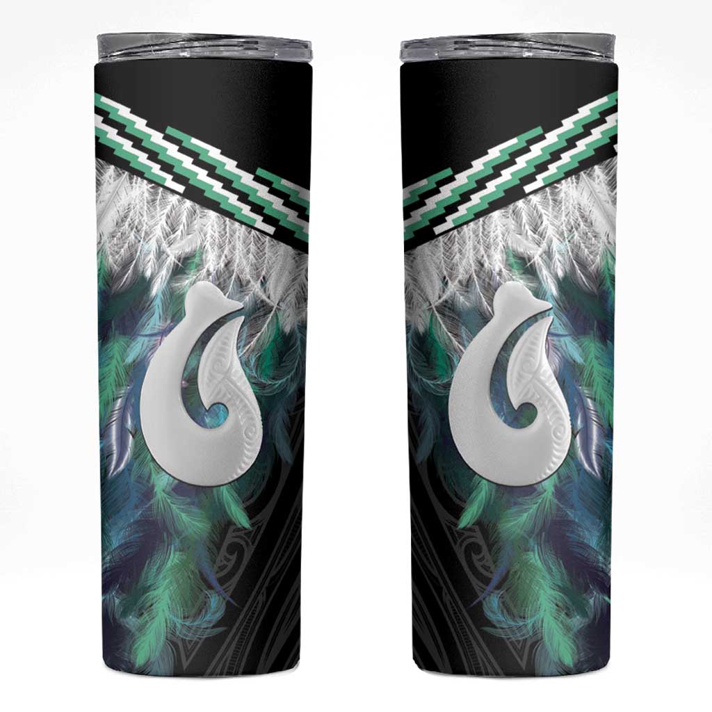 Aotearoa Korowai Motif Skinny Tumbler Hei Matau Poutama Maori Pattern