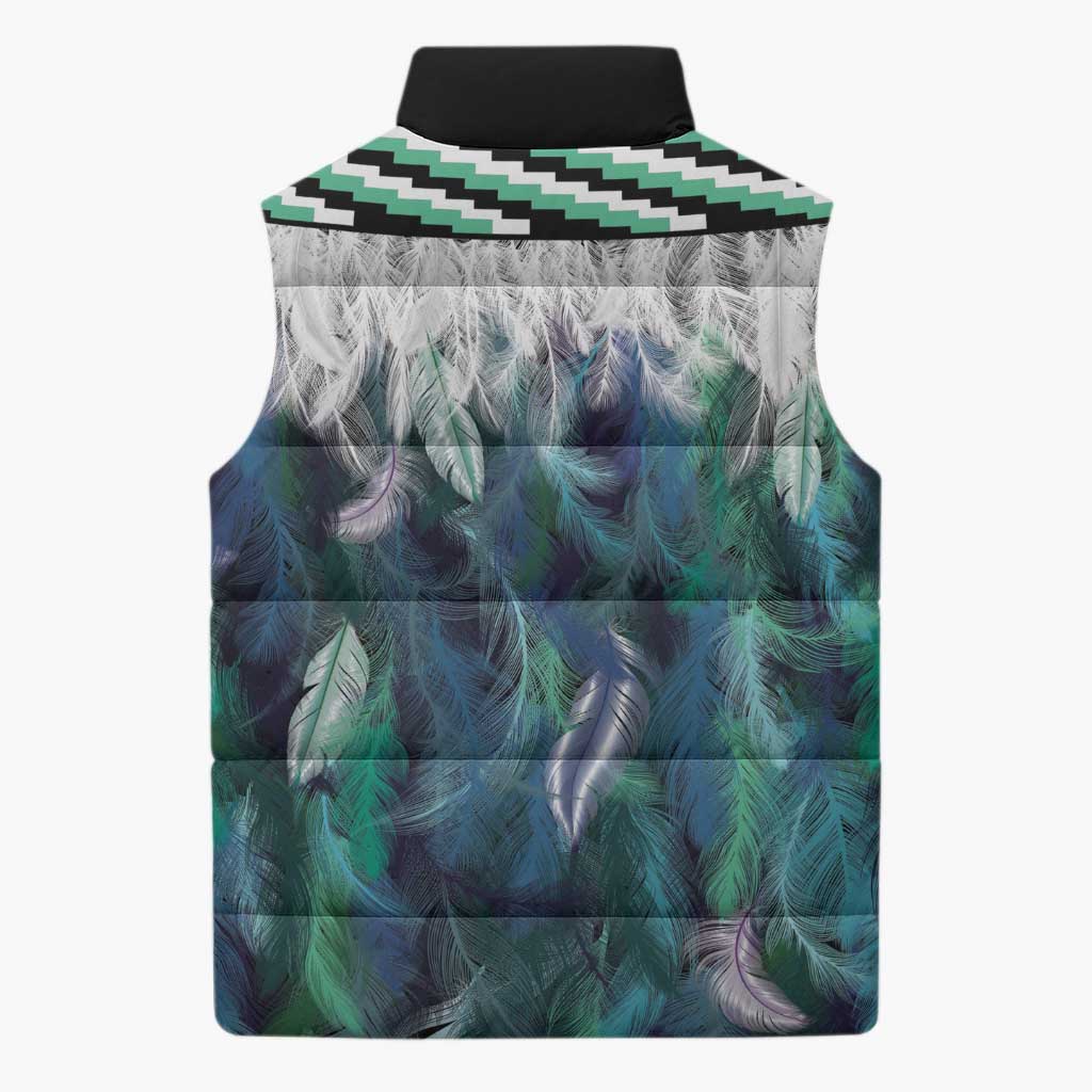 Aotearoa Korowai Motif Sleeveless Puffer Jacket Hei Matau Poutama Maori Pattern - Polynesian Pride