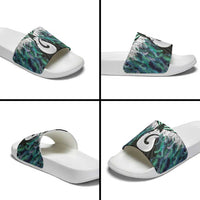 Aotearoa Korowai Motif Slide Sandals Hei Matau Poutama Maori Pattern - Polynesian Pride