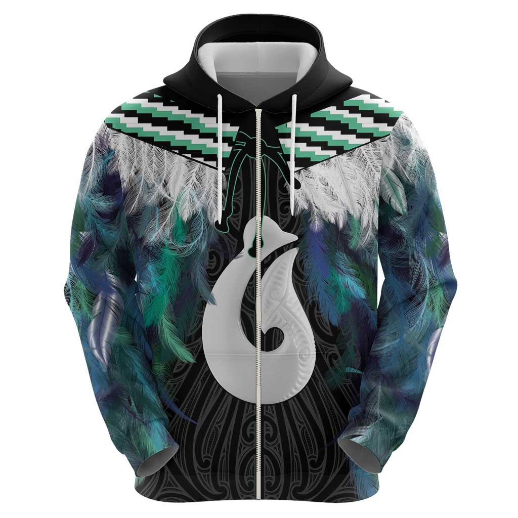 Aotearoa Korowai Motif Zip Hoodie Hei Matau Poutama Maori Pattern LT14 - Polynesian Pride
