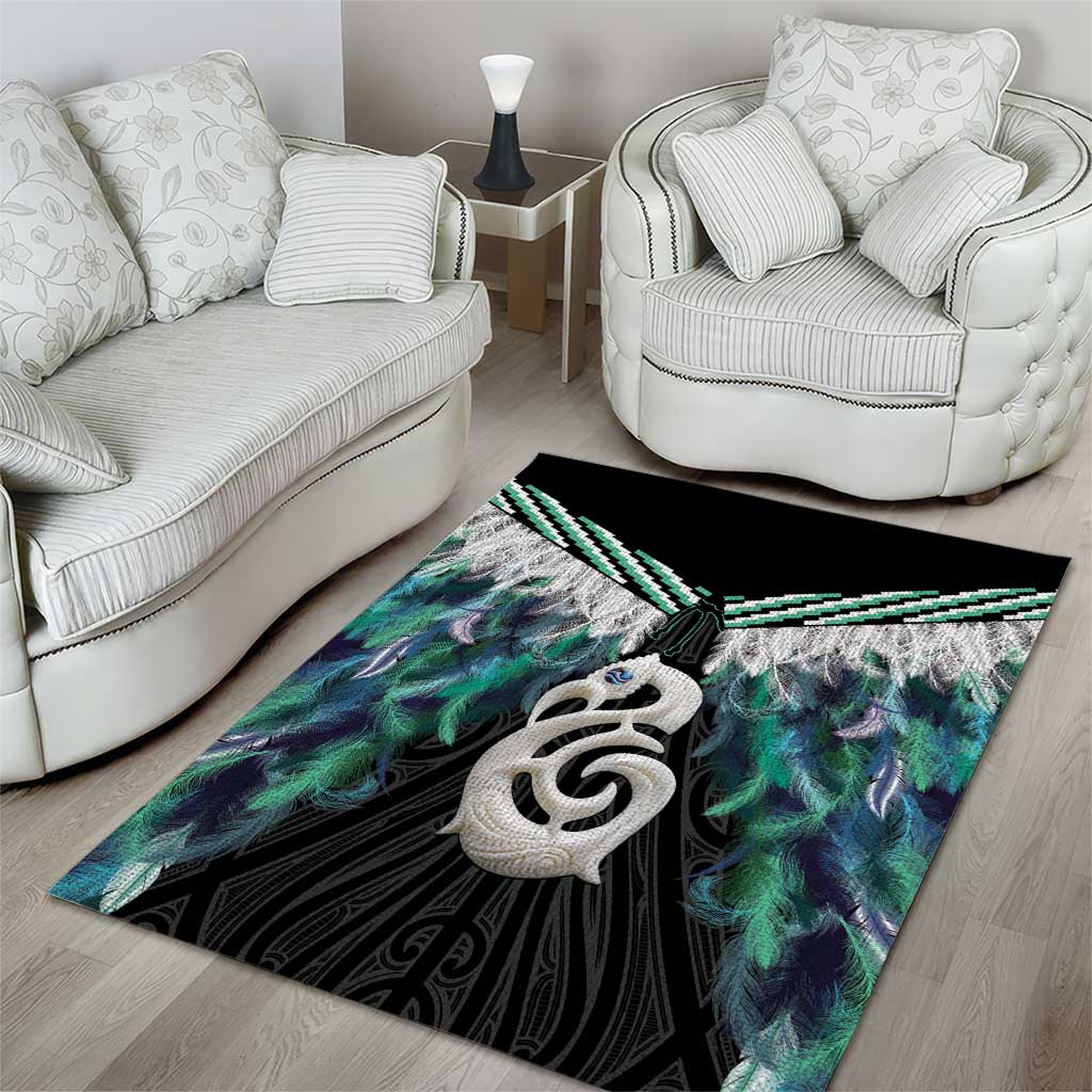 Aotearoa Korowai Motif Area Rug Hei Manaia Poutama Maori Pattern