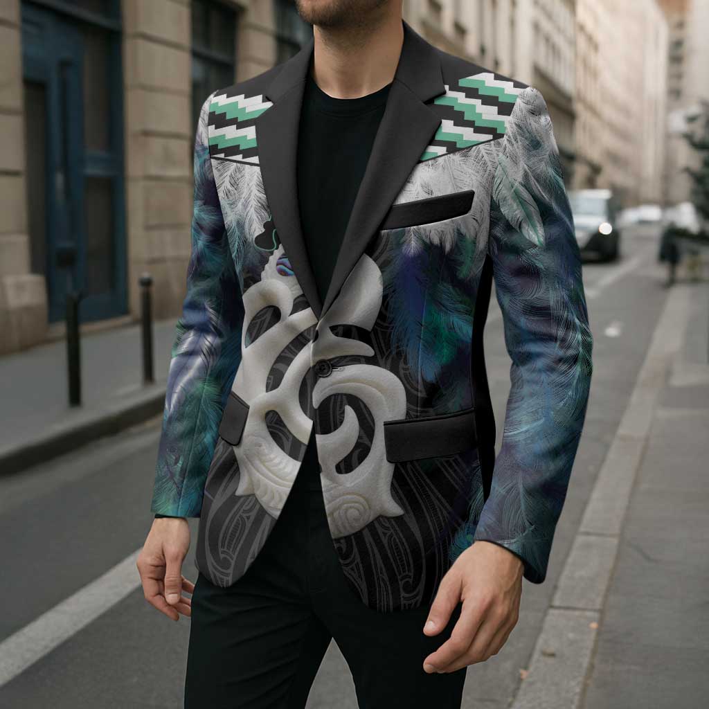 Aotearoa Korowai Motif Blazer Hei Manaia Poutama Maori Pattern - Polynesian Pride