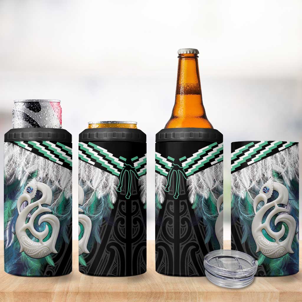 Aotearoa Korowai Motif 4 in 1 Can Cooler Tumbler Hei Manaia Poutama Maori Pattern