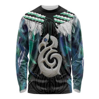 Aotearoa Korowai Motif Long Sleeve Shirt Hei Manaia Poutama Maori Pattern