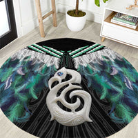 Aotearoa Korowai Motif Round Carpet Hei Manaia Poutama Maori Pattern
