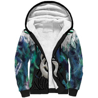 Aotearoa Korowai Motif Sherpa Hoodie Hei Manaia Poutama Maori Pattern