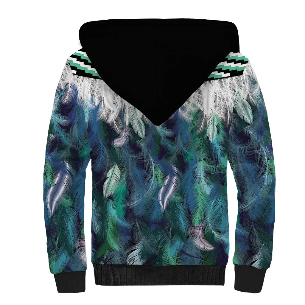 Aotearoa Korowai Motif Sherpa Hoodie Hei Manaia Poutama Maori Pattern