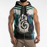 Aotearoa Korowai Motif Sleeveless Zip Hoodie Hei Manaia Poutama Maori Pattern - Polynesian Pride