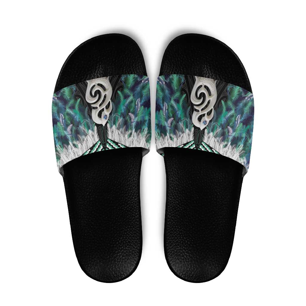 Aotearoa Korowai Motif Slide Sandals Hei Manaia Poutama Maori Pattern - Polynesian Pride
