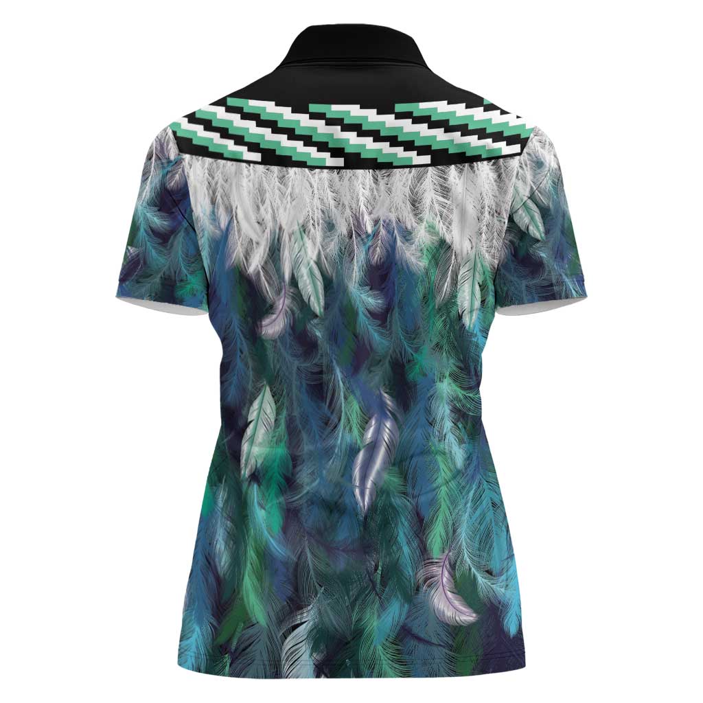 Aotearoa Korowai Motif Women Polo Shirt Hei Manaia Poutama Maori Pattern